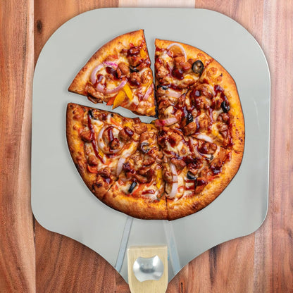 Biaungdo 12 Inch Aluminum Metal Pizza Peel, Pizza Spatula Paddle with Foldable Wood Handle for Oven V1259-DP01-E-45