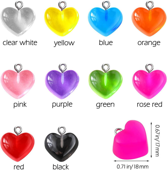 Heart Charms Pendant Colorul Love Heart Candy Keychains Charm Necklace Earring Pendant or DIY Jewelry Crats V1259-DP01-E-450