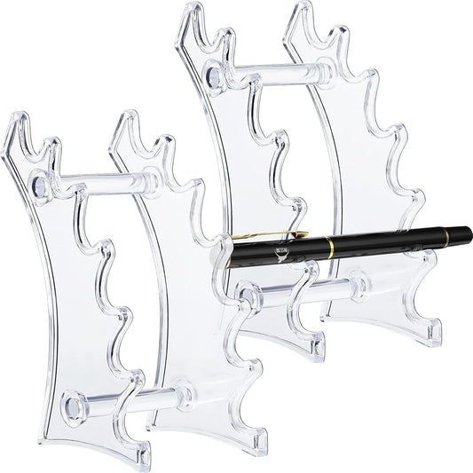 2 Pieces Plastic Pen Holder Stand 6-Slots Pencil Display Makeup Brush Rack Organizer Vertical Pencil Show V1259-DP01-E-458