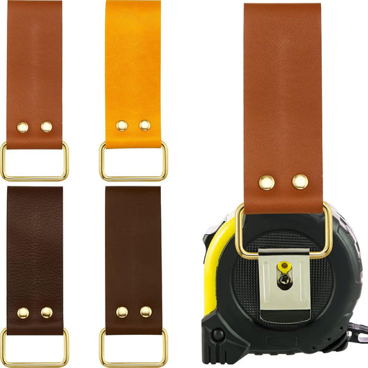 4 Pieces Leather Tape Measure Holder Belt Clip Measuring Tool Loop or Drills Impact Tools V1259-DP01-E-460