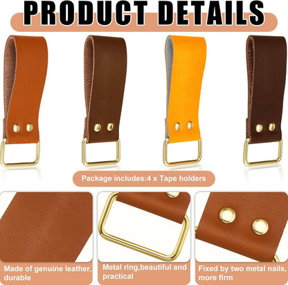 4 Pieces Leather Tape Measure Holder Belt Clip Measuring Tool Loop or Drills Impact Tools V1259-DP01-E-460
