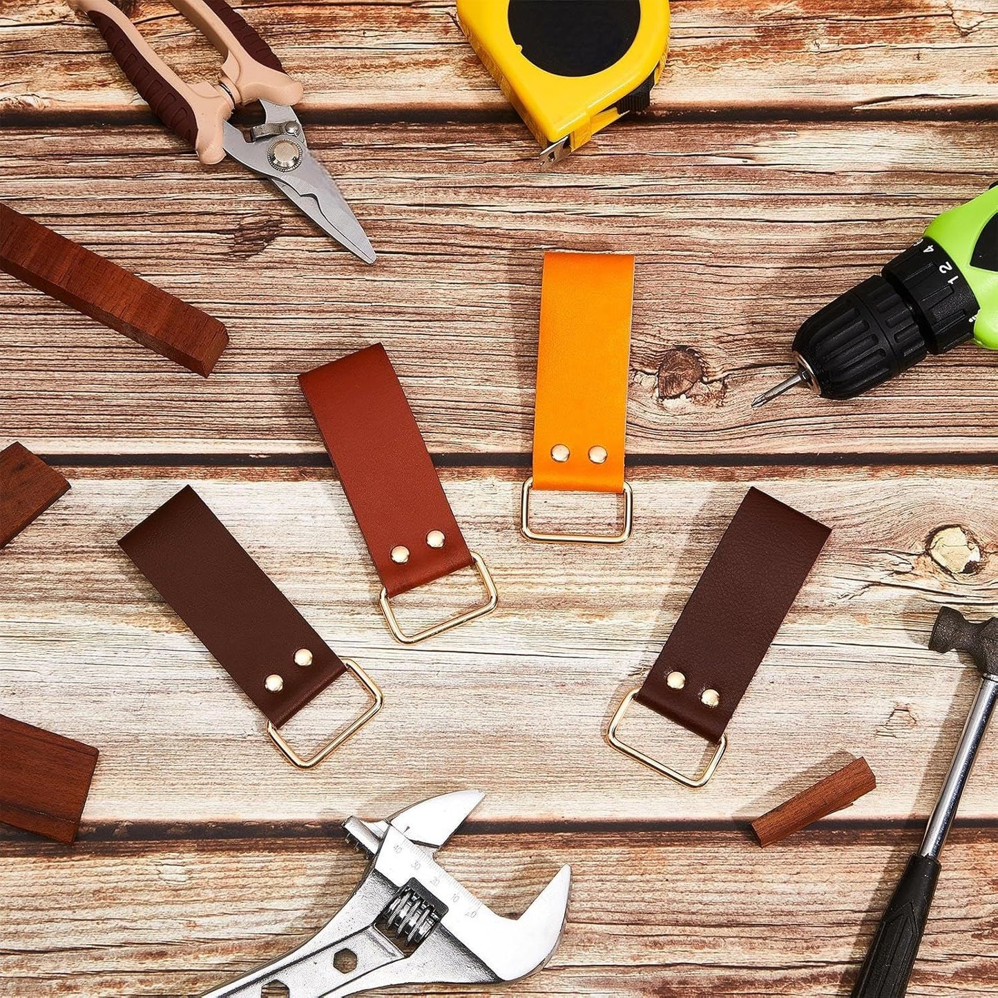 4 Pieces Leather Tape Measure Holder Belt Clip Measuring Tool Loop or Drills Impact Tools V1259-DP01-E-460