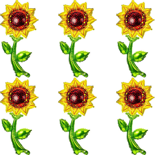 6 Pieces 36 Inch Sunlower Balloons Sunlower Birthday Party Decorations Supplies Yellow Aluminum oil Balloon V1259-DP01-E-464
