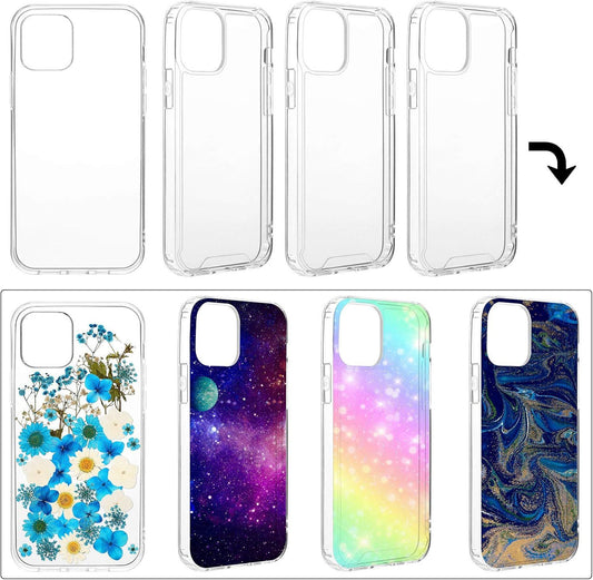 4 Pieces Clear DIY Phone Case Compatible with iPhone 12/12 Pro 6. 1 Inch Transparent Epoxy Resin Anti-Slip V1259-DP01-E-469