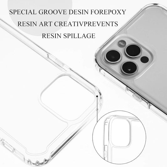 4 Pieces Clear DIY Phone Case Compatible with iPhone 12/12 Pro 6. 1 Inch Transparent Epoxy Resin Anti-Slip V1259-DP01-E-469