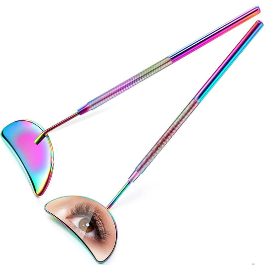 2 Pieces Lash Mirror Eyelash Extension Mirror Hal-moon Shape Lash Mirror 1.96 inch Stainless Steel Eyelash V1259-DP01-E-472