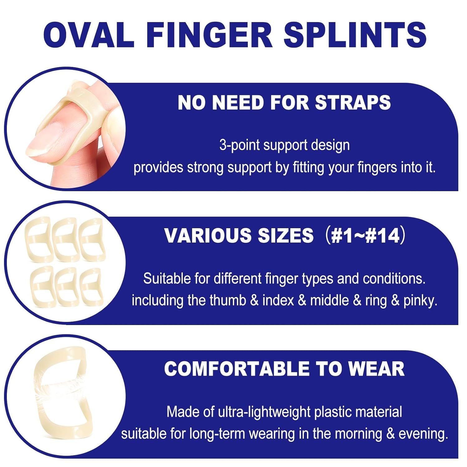 6Pcs Oval inger Splints, Trigger inger Splint or Trigger/Mallet/Arthritis/Straightening, inger Brace Support, V1259-DP01-E-481