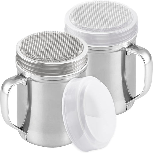 Powdered Sugar Shaker Duster - With Handle - Cinnamon Shaker or Coee Bar - ine Mesh Dredge - 6 ounce, pack o V1259-DP01-E-483