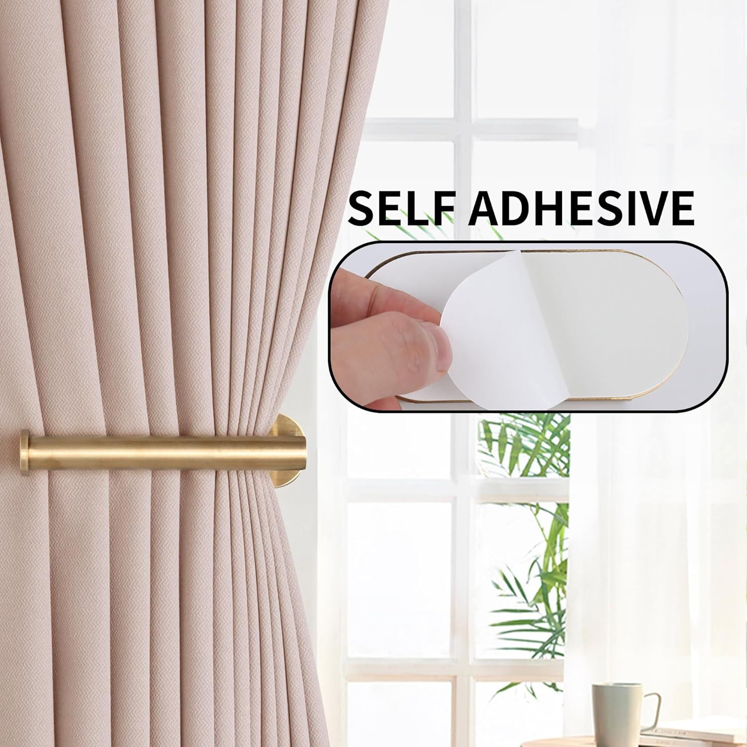 2 Pack Adhesive Curtain Holdbacks Curtain Tie Backs Curtain Holdbacks No Drill Curtain Pull Backs Adhesive V1259-DP01-E-486