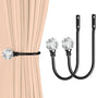2 x Heavy Duty U Shaped Metal Curtain Holdbacks Curtain Tiebacks with Clear Crystal Ball Pull Backs Curtain V1259-DP01-E-487