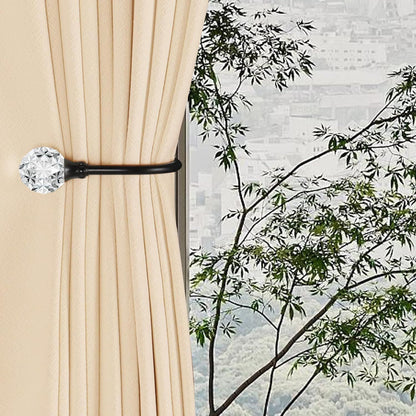 2 x Heavy Duty U Shaped Metal Curtain Holdbacks Curtain Tiebacks with Clear Crystal Ball Pull Backs Curtain V1259-DP01-E-487