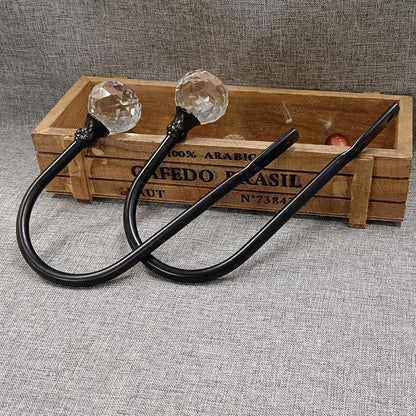 2 x Heavy Duty U Shaped Metal Curtain Holdbacks Curtain Tiebacks with Clear Crystal Ball Pull Backs Curtain V1259-DP01-E-487