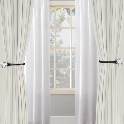 2 x Heavy Duty U Shaped Metal Curtain Holdbacks Curtain Tiebacks with Clear Crystal Ball Pull Backs Curtain V1259-DP01-E-487