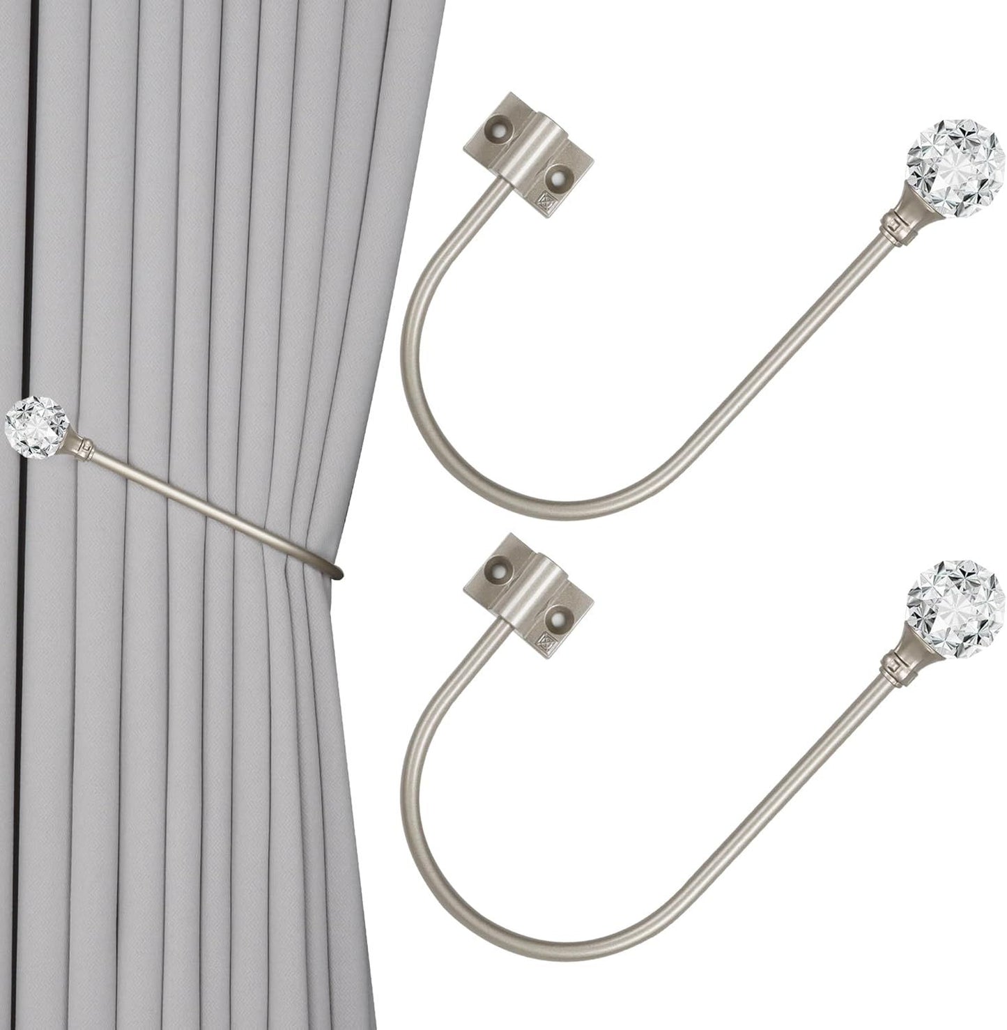 Upgraded Curtain Tiebacks Set o 2 - Wall Mounted Heavy Duty Adjustable Curtain Holdbacks or Heavy V1259-DP01-E-488