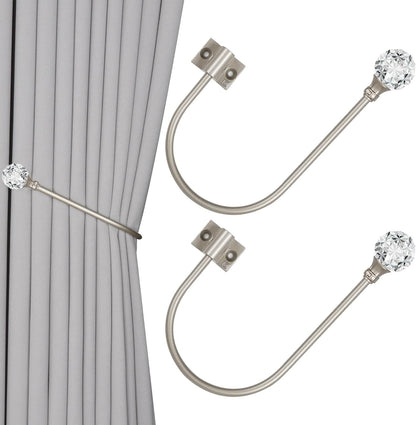 Upgraded Curtain Tiebacks Set o 2 - Wall Mounted Heavy Duty Adjustable Curtain Holdbacks or Heavy V1259-DP01-E-488