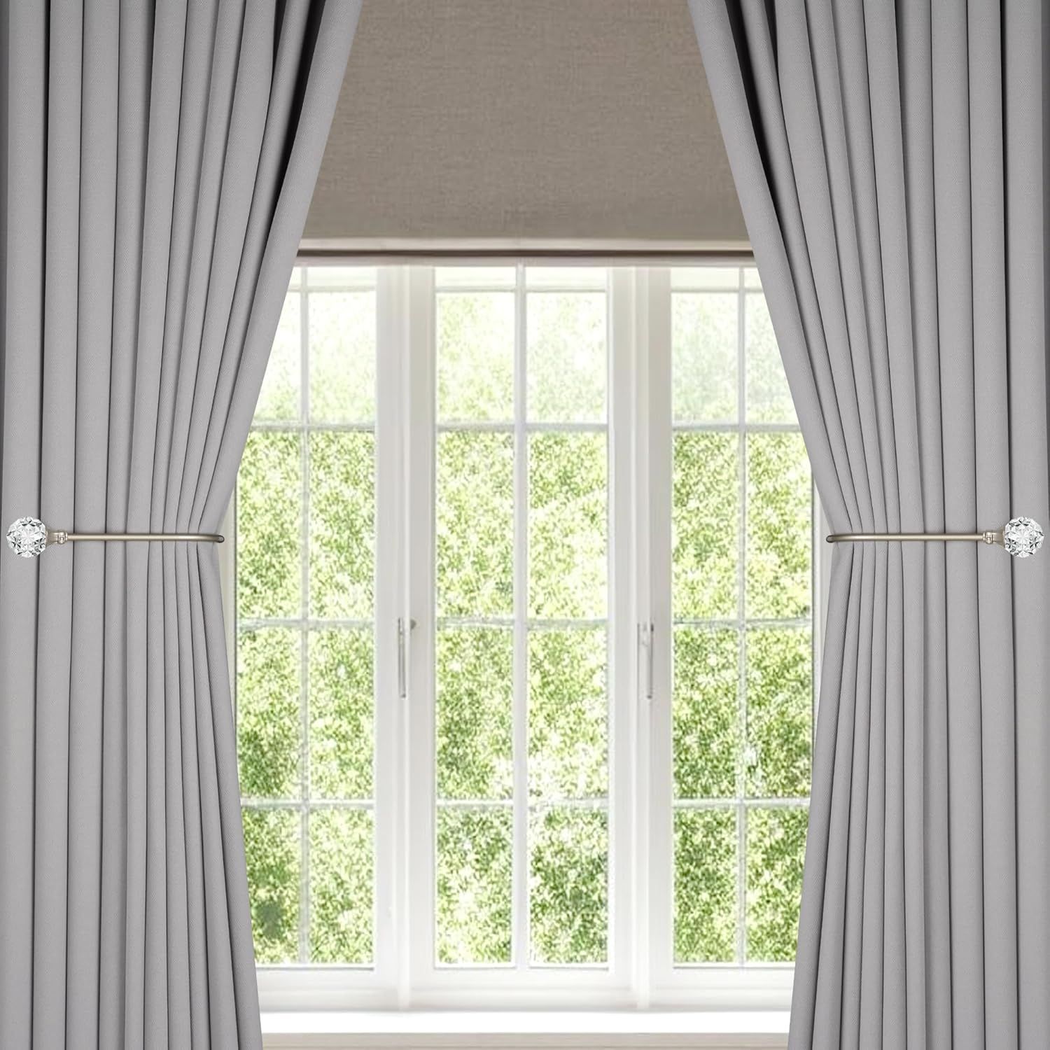 Upgraded Curtain Tiebacks Set o 2 - Wall Mounted Heavy Duty Adjustable Curtain Holdbacks or Heavy V1259-DP01-E-488