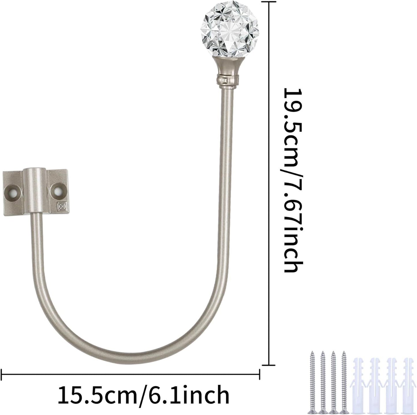 Upgraded Curtain Tiebacks Set o 2 - Wall Mounted Heavy Duty Adjustable Curtain Holdbacks or Heavy V1259-DP01-E-488