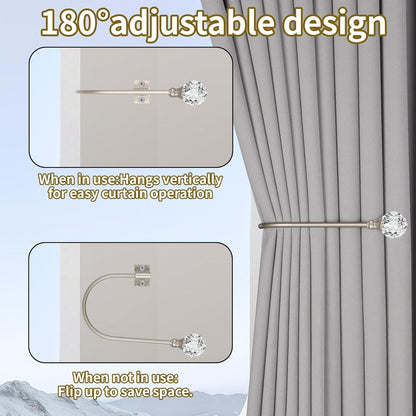 Upgraded Curtain Tiebacks Set o 2 - Wall Mounted Heavy Duty Adjustable Curtain Holdbacks or Heavy V1259-DP01-E-488