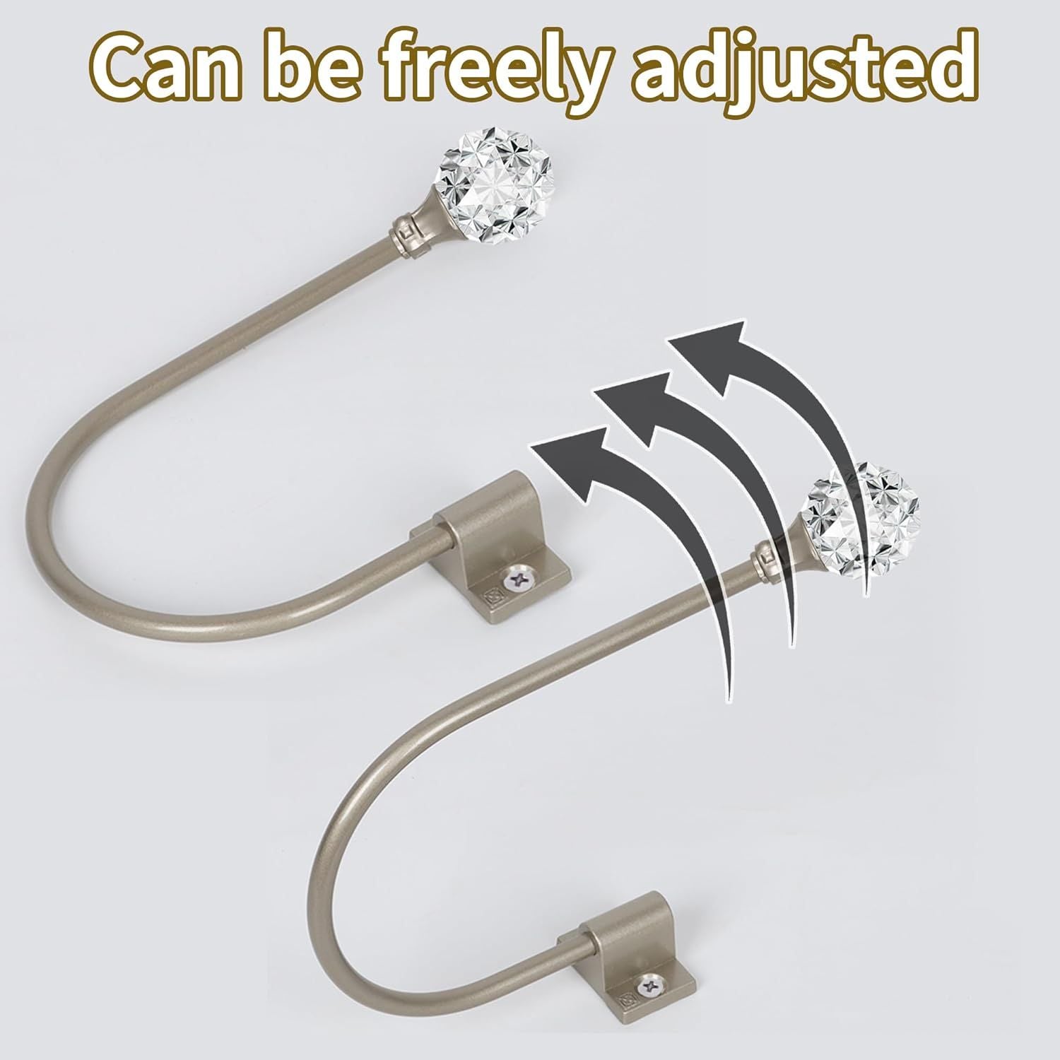 Upgraded Curtain Tiebacks Set o 2 - Wall Mounted Heavy Duty Adjustable Curtain Holdbacks or Heavy V1259-DP01-E-488
