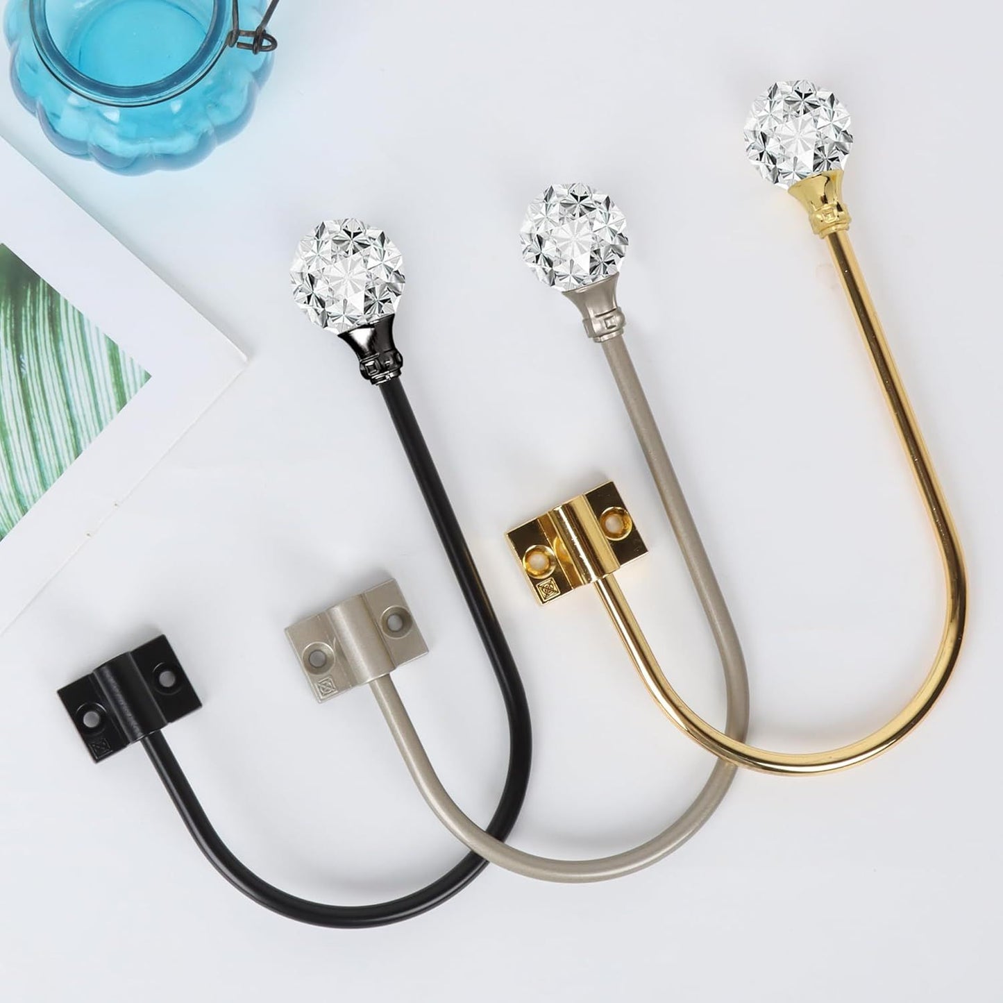 Upgraded Curtain Tiebacks Set o 2 - Wall Mounted Heavy Duty Adjustable Curtain Holdbacks or Heavy V1259-DP01-E-488