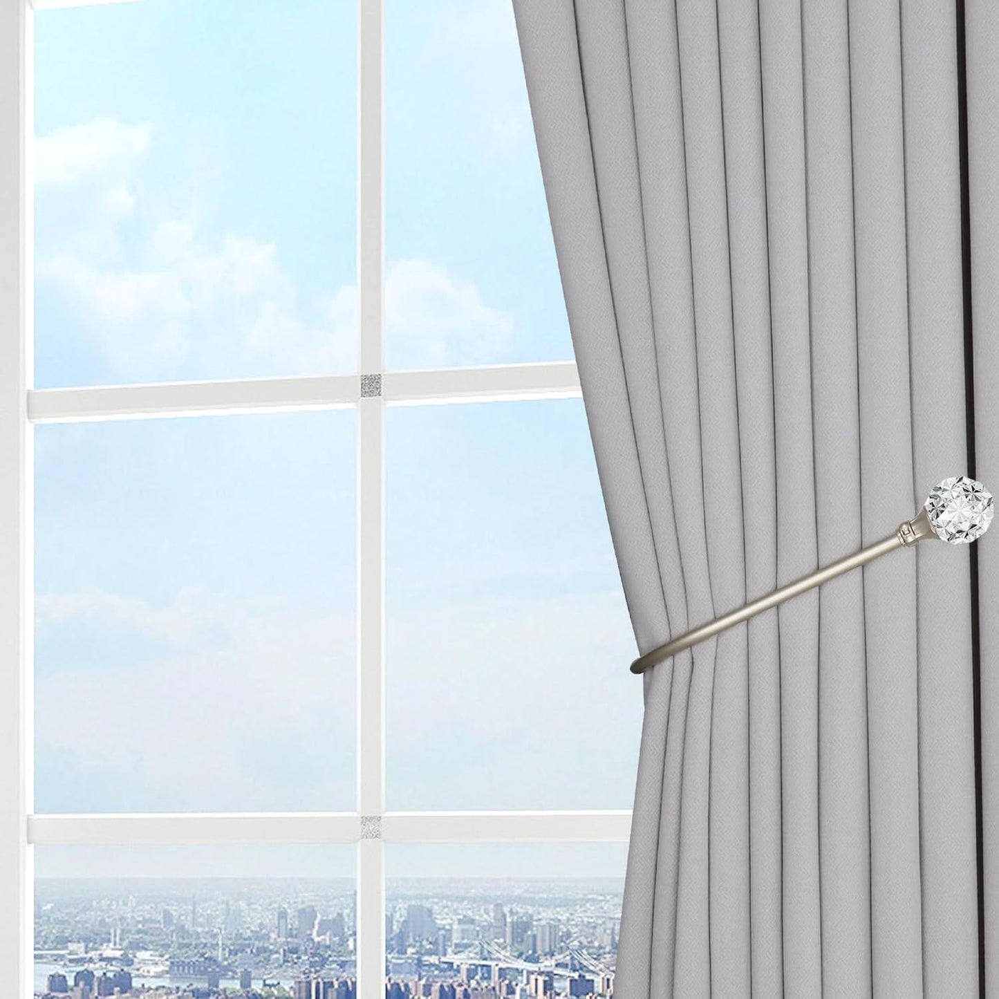 Upgraded Curtain Tiebacks Set o 2 - Wall Mounted Heavy Duty Adjustable Curtain Holdbacks or Heavy V1259-DP01-E-488