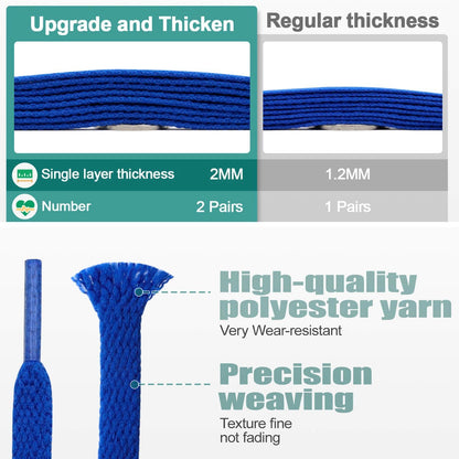 2 Pair lat Shoe laces 5/16" Wide Shoelaces or Athletic Running Sneakers Shoes Boot Strings V1259-DP01-E-494