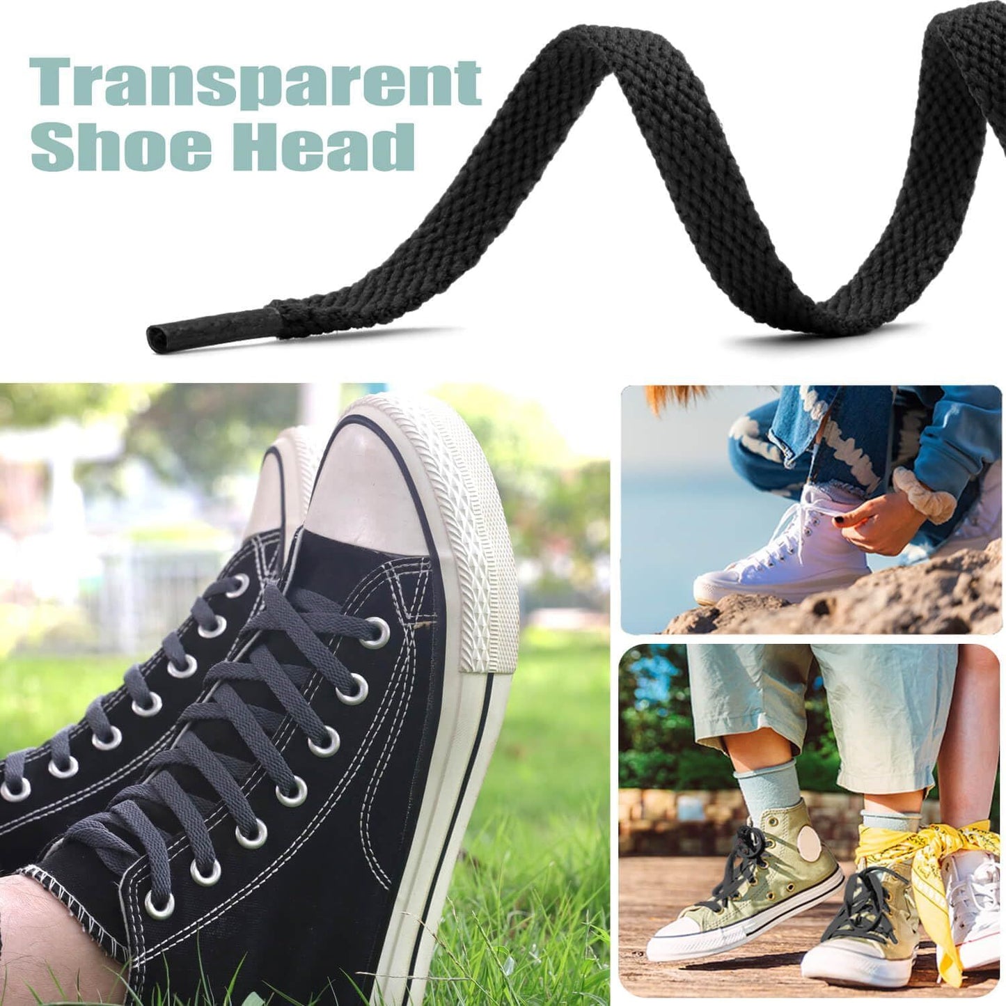 2 Pair lat Shoe laces 5/16" Wide Shoelaces or Athletic Running Sneakers Shoes Boot Strings V1259-DP01-E-494