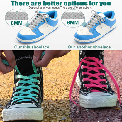 2 Pair lat Shoe laces 5/16" Wide Shoelaces or Athletic Running Sneakers Shoes Boot Strings V1259-DP01-E-494