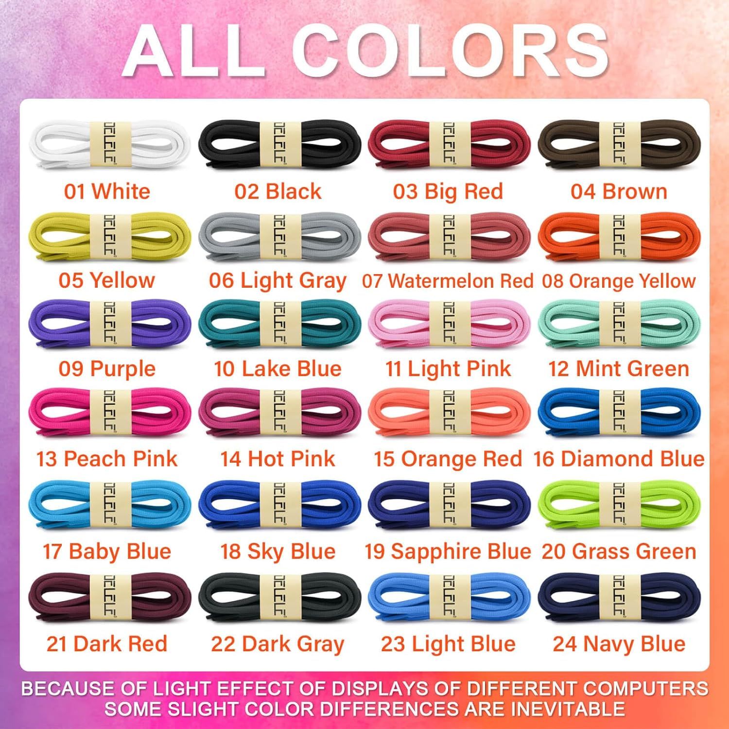 Oval Athletic Shoelaces Thick 4MM Hal Round Shoe Laces Strings 2 Pair V1259-DP01-E-497