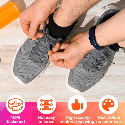 Oval Athletic Shoelaces Thick 4MM Hal Round Shoe Laces Strings 2 Pair V1259-DP01-E-497