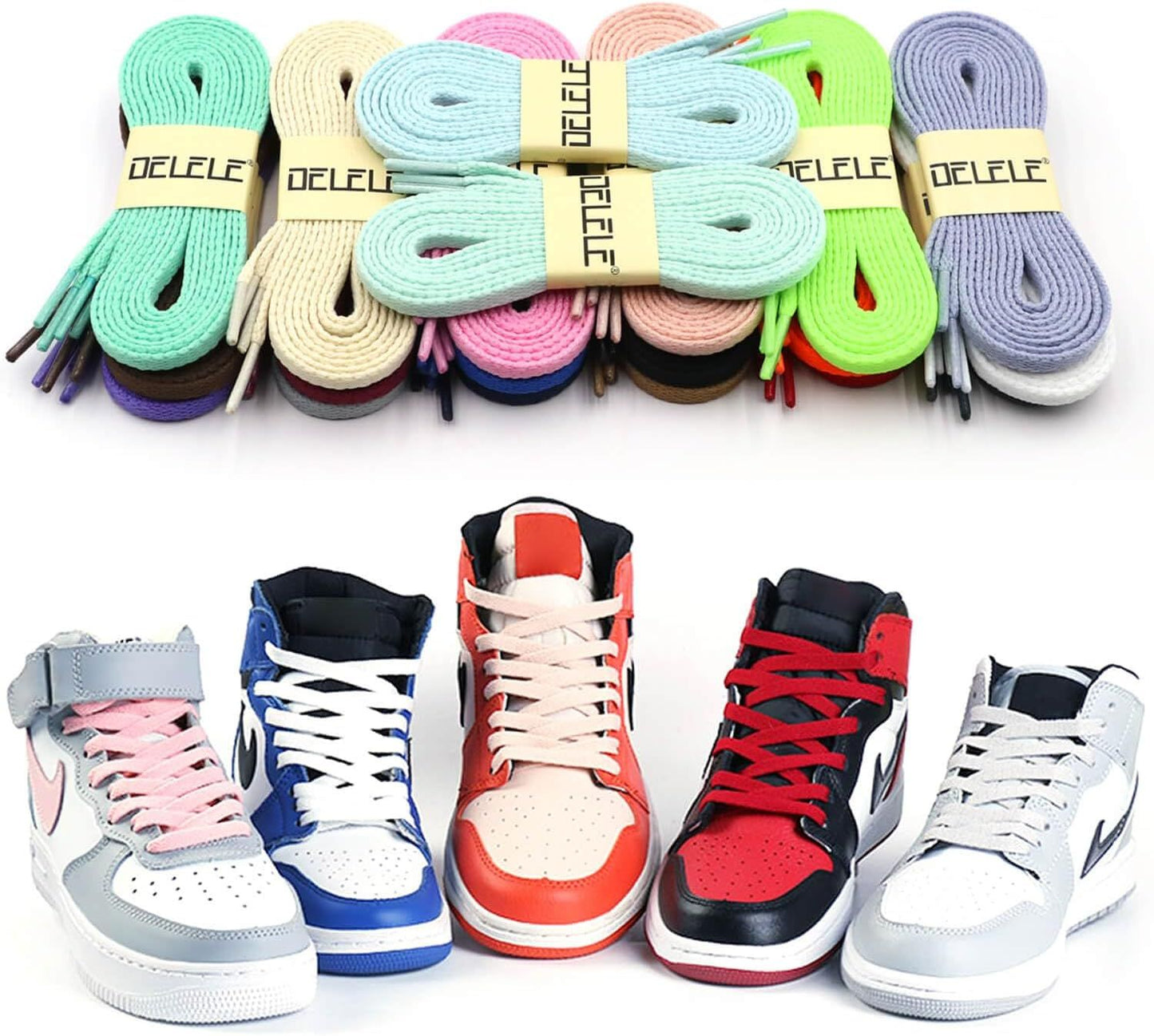 lat Shoe Laces or Sneakers: 6/25 inch Narrow Athletic Shoelaces 2 Pair V1259-DP01-E-498