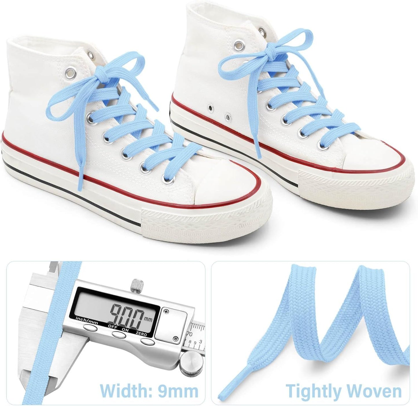 Solid lat Shoe Laces: Hollow Thick Shoelaces or Sneakers 2 Pair V1259-DP01-E-499