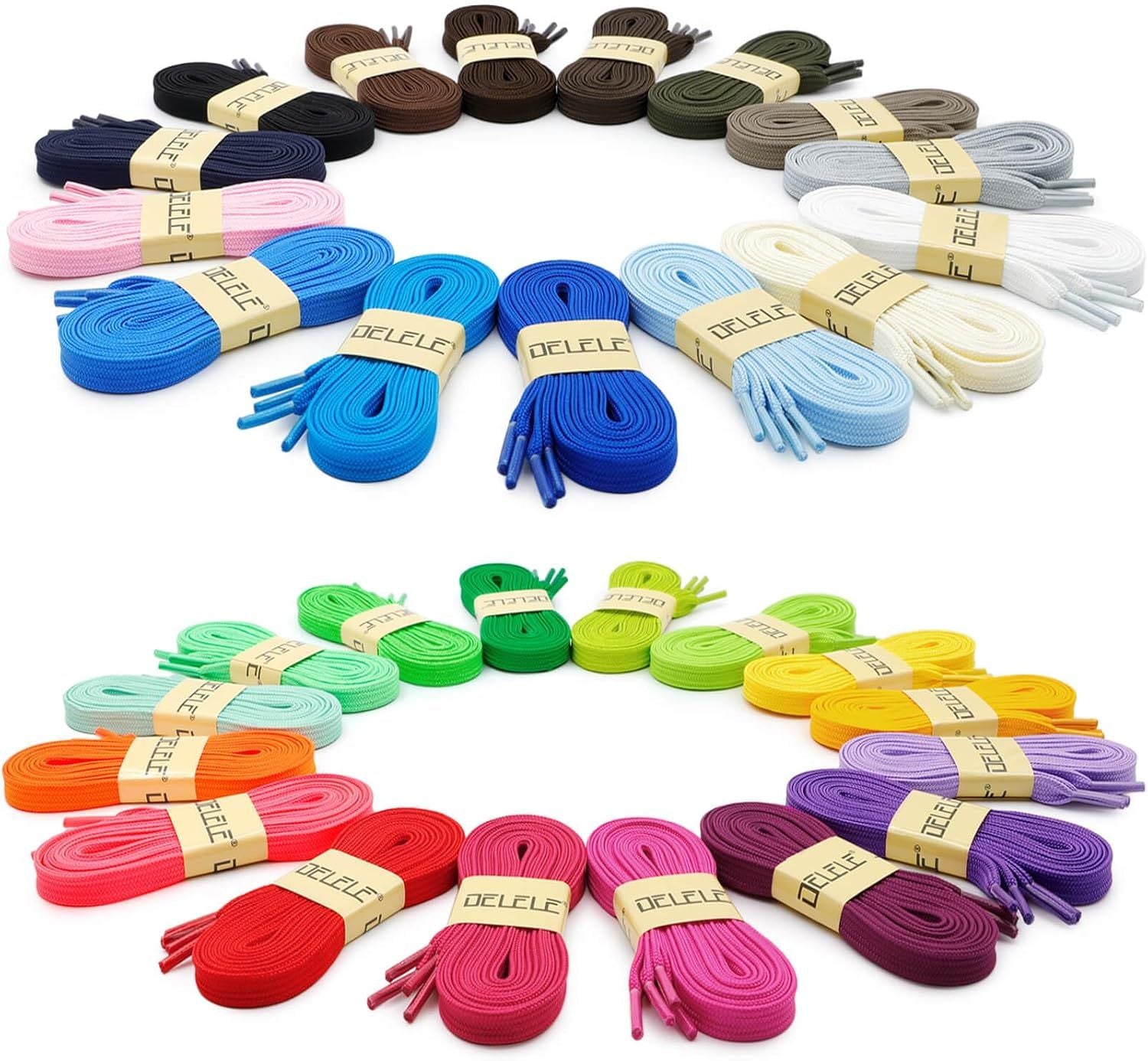 Solid lat Shoe Laces: Hollow Thick Shoelaces or Sneakers 2 Pair V1259-DP01-E-499
