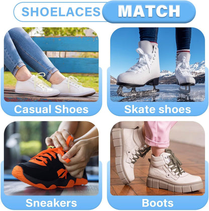 Solid lat Shoe Laces: Hollow Thick Shoelaces or Sneakers 2 Pair V1259-DP01-E-499