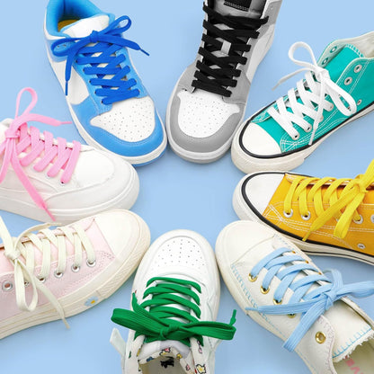 Solid lat Shoe Laces: Hollow Thick Shoelaces or Sneakers 2 Pair V1259-DP01-E-499