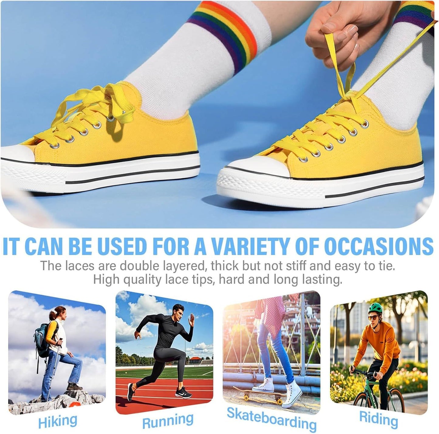 Solid lat Shoe Laces: Hollow Thick Shoelaces or Sneakers 2 Pair V1259-DP01-E-499