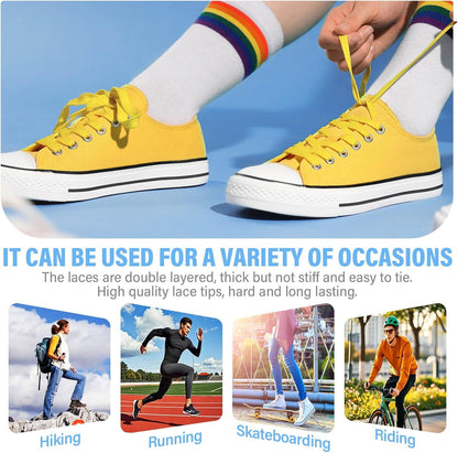 Solid lat Shoe Laces: Hollow Thick Shoelaces or Sneakers 2 Pair V1259-DP01-E-499