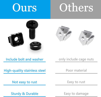 Biaungdo 30 Pcs M5 x 16mm Rack Screws and Cage Nuts, Computer Rack Mount Cage Screws & Nuts & Washers for V1259-DP01-E-50