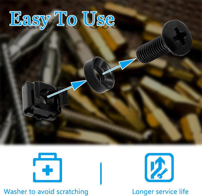 Biaungdo 30 Pcs M5 x 16mm Rack Screws and Cage Nuts, Computer Rack Mount Cage Screws & Nuts & Washers for V1259-DP01-E-50