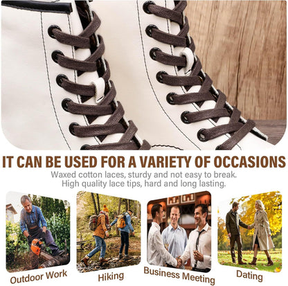 lat Waxed Cotton Shoelaces: Wax Shoe Laces or Sneakers Boot 2 Pair V1259-DP01-E-500