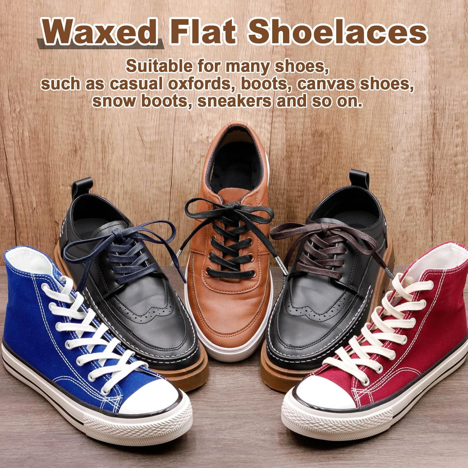 lat Waxed Cotton Shoelaces: Wax Shoe Laces or Sneakers Boot 2 Pair V1259-DP01-E-500