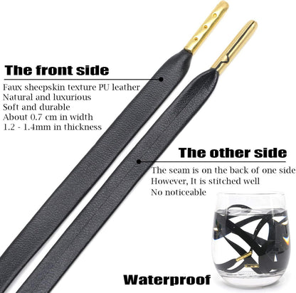 lat PU Leather Laces: Waterproo Shoelaces or Sneakers Boot 2 Pair V1259-DP01-E-501