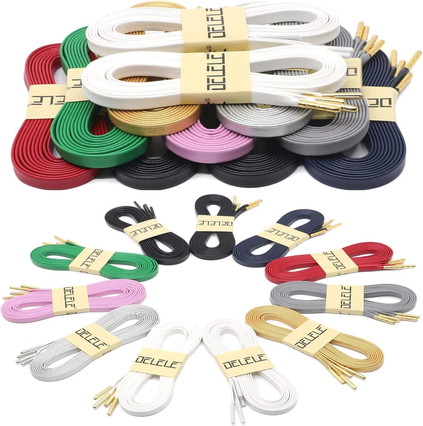 lat PU Leather Laces: Waterproo Shoelaces or Sneakers Boot 2 Pair V1259-DP01-E-501