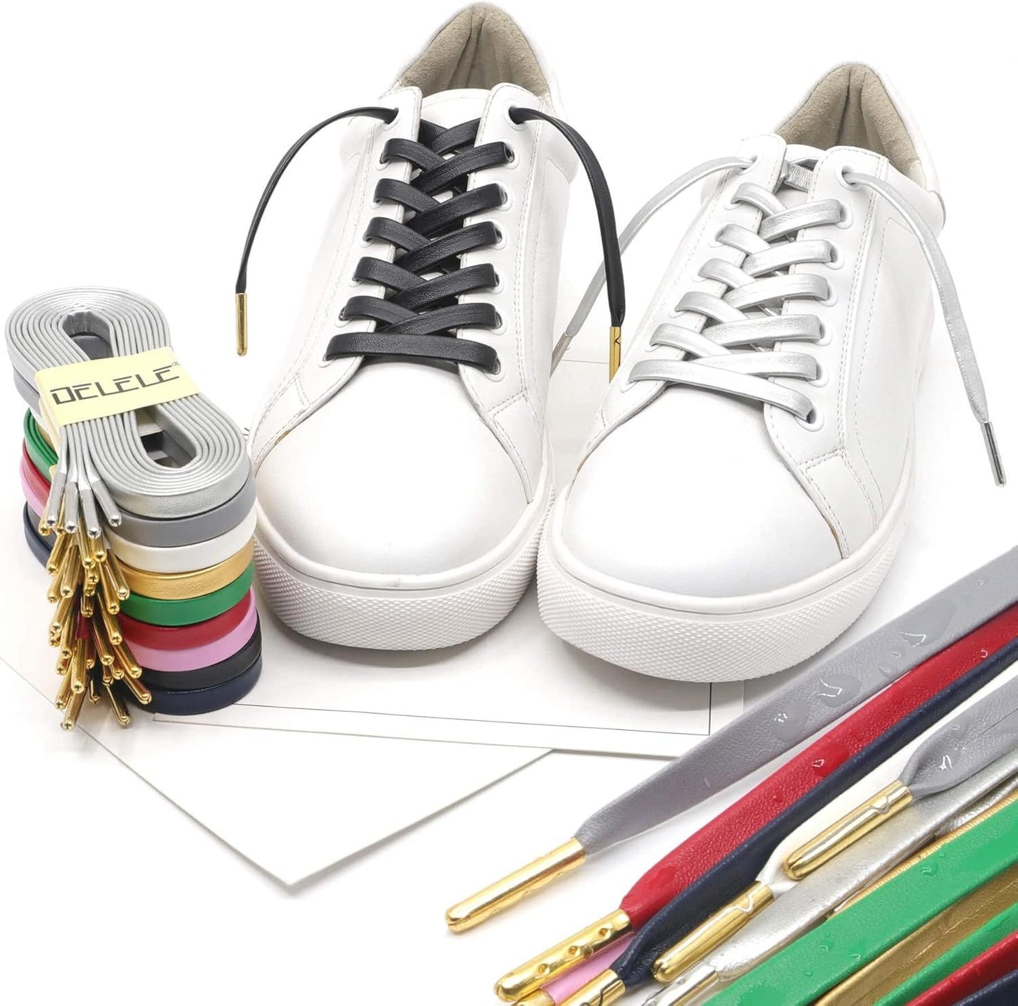 lat PU Leather Laces: Waterproo Shoelaces or Sneakers Boot 2 Pair V1259-DP01-E-501