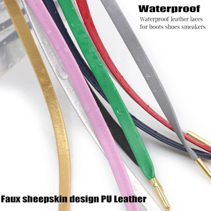 lat PU Leather Laces: Waterproo Shoelaces or Sneakers Boot 2 Pair V1259-DP01-E-501