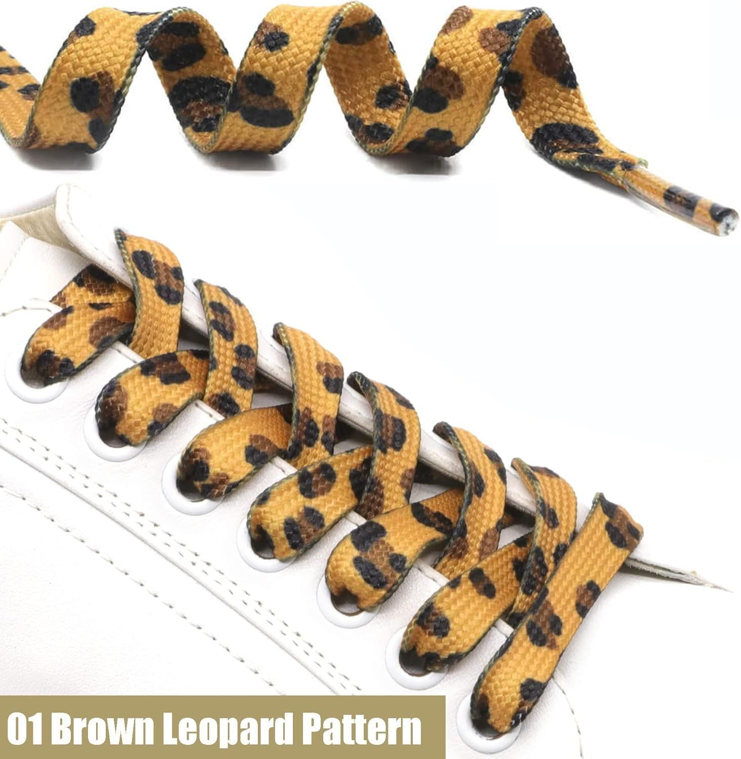 Animal Print lat Shoelaces: Colored Pattern Sneakers Shoe Laces 2 Pair V1259-DP01-E-502