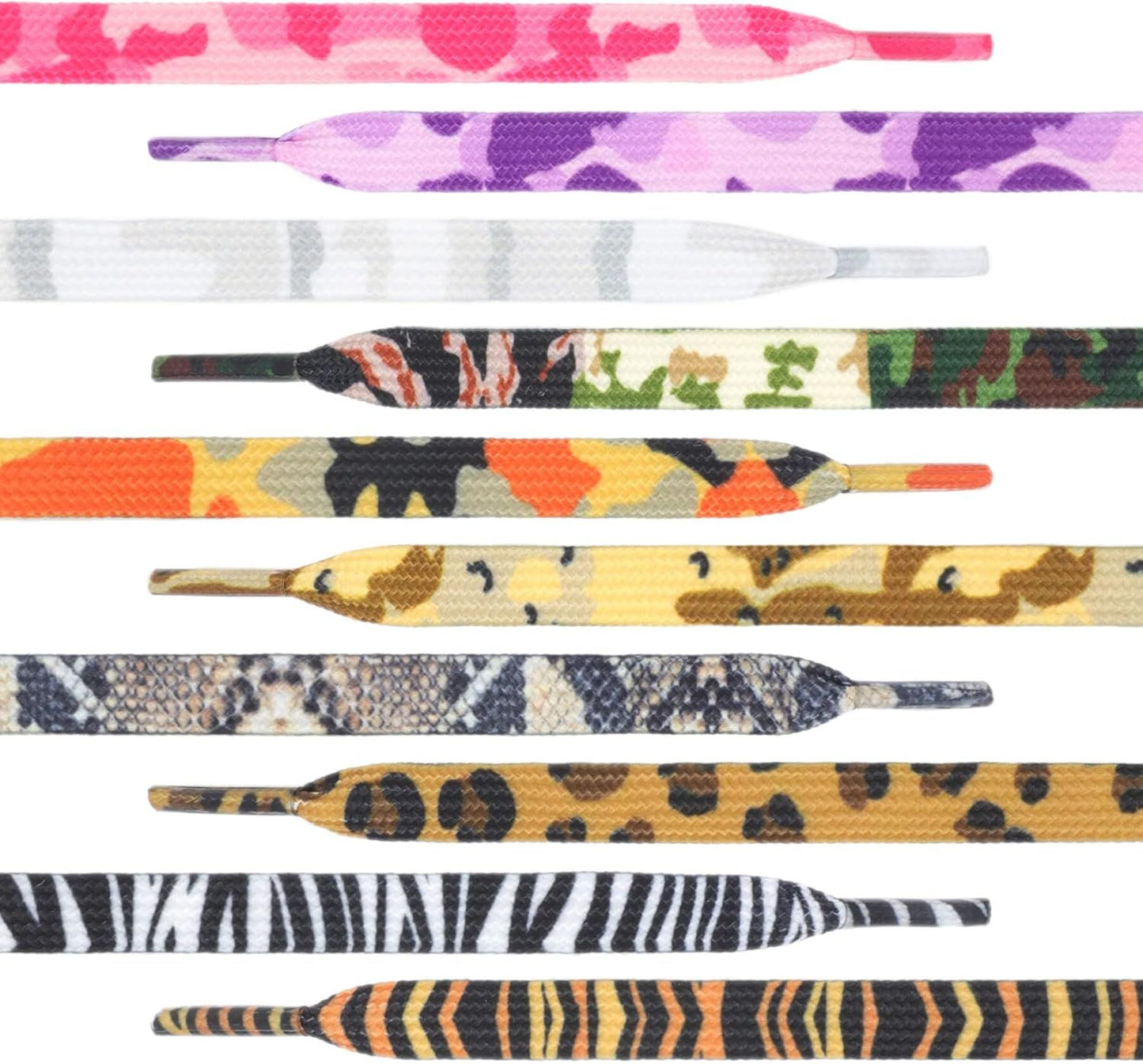 Animal Print lat Shoelaces: Colored Pattern Sneakers Shoe Laces 2 Pair V1259-DP01-E-502