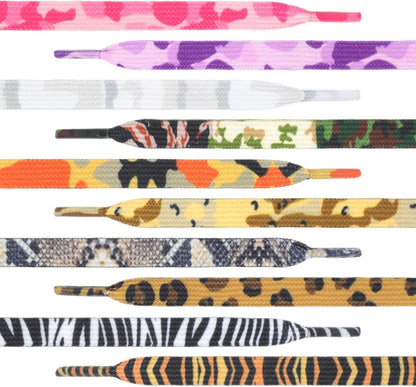 Animal Print lat Shoelaces: Colored Pattern Sneakers Shoe Laces 2 Pair V1259-DP01-E-502