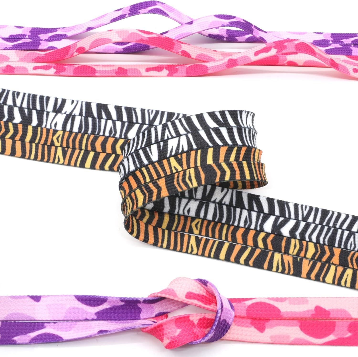 Animal Print lat Shoelaces: Colored Pattern Sneakers Shoe Laces 2 Pair V1259-DP01-E-502