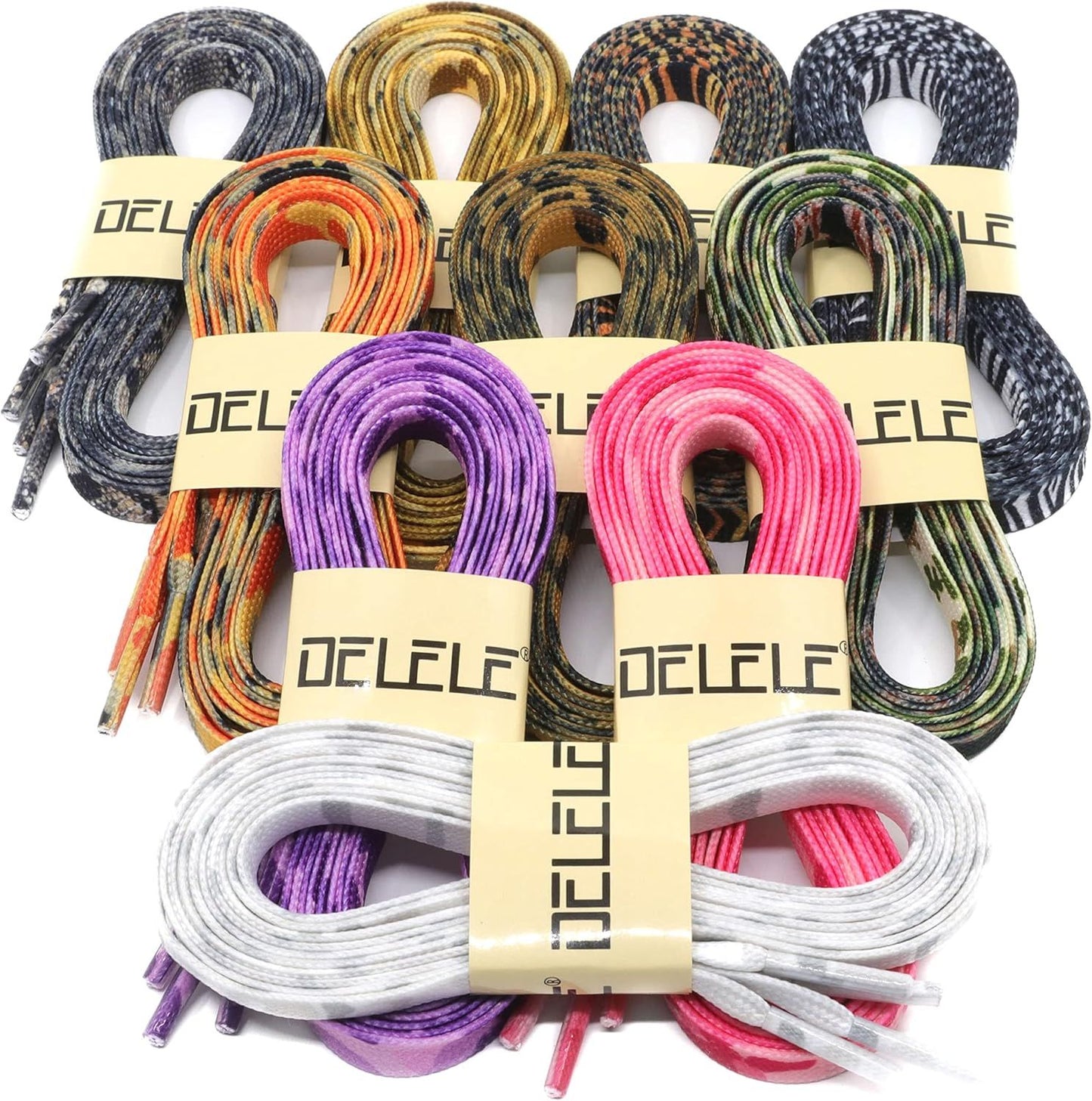 Animal Print lat Shoelaces: Colored Pattern Sneakers Shoe Laces 2 Pair V1259-DP01-E-502